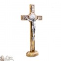 Saint Benedict cross in olive wood - 30 cm - based