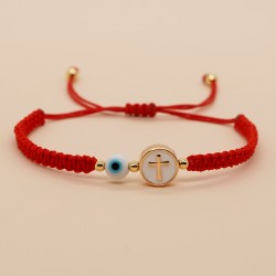 Cross bracelet against evil eye protection - red