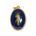 Médaille du Christ Misericordieux ovale bleue