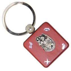 Saint Christopher houten sleutelhanger